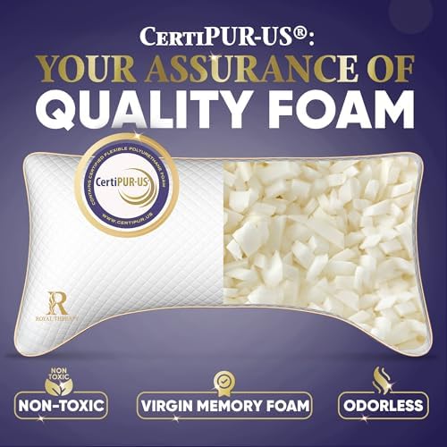 Royal Therapy King 2-Pack Memory Foam Pillow, Adjustable Shredded Odor-Free Pillow for Neck & Shoulder Pain Relief, Support for Back, Stomach, Side Sleepers BioForm