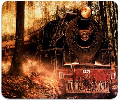 Vintage Old Train Deep in the Forest Mouse Pad, Cute Durable Desk Mat