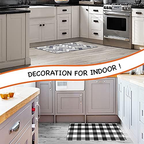 OPUX Anti Fatigue Kitchen Floor Mat, Reversible Cushioned Memory Foam Kitchen Rug Pad, Waterproof Non-Slip Padded Comfort Standing Mat Laundry Home, 32x17 (Buffalo Check Black White Herringbone)
