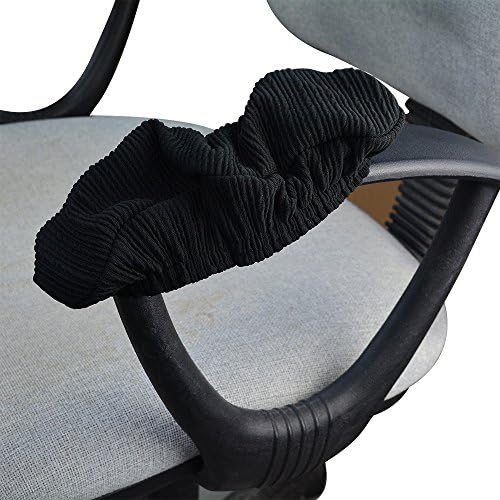 baotongle Black Polyester Elastic Stretch Chair Arm Covers, Machine Washable Office Chair Armrest Covers (Set of 2)