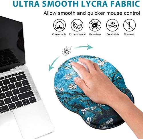 Mouse Pads with Gel Wrist Rest Support,Ergonomic Non Slip Memory Foam Wrist Rest Pad Mousepad for Home,Office,Gaming,Computer,Laptop Easy Typing Pain Relief, Van Gogh Painting