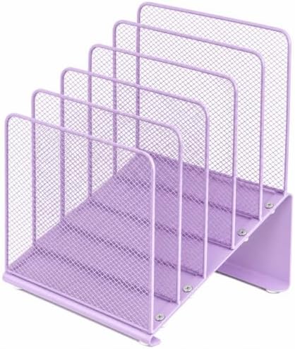 LEKETREE Purple File Organizer for Desk, Desk Organizer with 5-Section Vertical File Rack, File Folder Organizer (Purple)