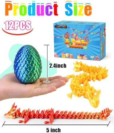 12pcs 3D Printed Dragon Eggs, Articulated Fantasy Fidget Toys