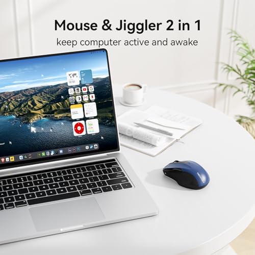 TECKNET Rechargeable Jiggler Wireless Mouse, Dual-Mode Connectivity, Blue
