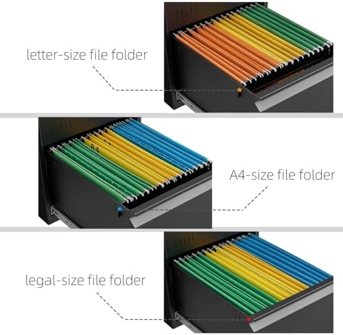 Guizeeopo 2 Drawer File Cabinet with Lock, Vertical File Cabinets for Home Office, Printer Stand, Heavy Duty Steel Office Storage Cabinet for Letter/Legal/A4, Assembly Required(Black)