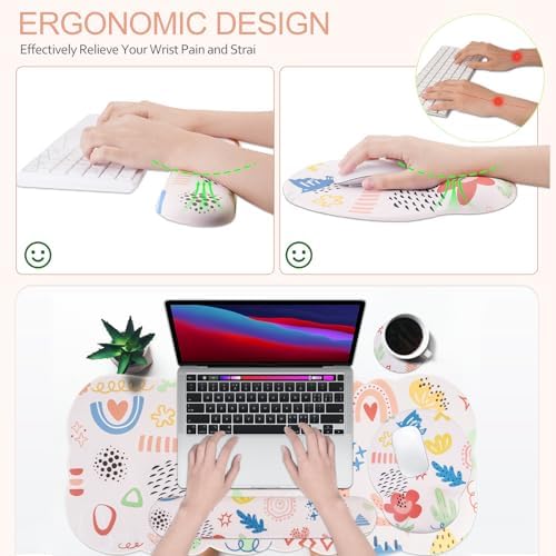 Petmolico Desk Pad Set with Wrist Rest for Keyboard & Mouse, Colorful