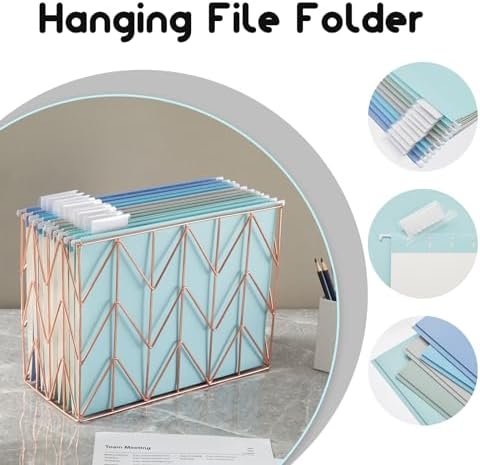 10 Pack Hanging Folder File Cabinet Organizer Letter Size 1/5 Cut Adjustable Label Decoration Home Office School Classroom, Mediterranean Color