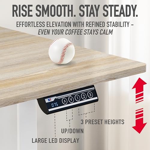 SHW 40 x 22 Inches Electric Height Adjustable Sit to Stand Desk, Maple