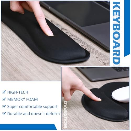 Yunsailing 4 Pcs Ergonomic Mouse Pad and Keyboard with Wrist Support Set