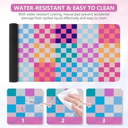 iCasso Desk Matt for Desktop, Cute Desk Pad Mat, Colour Checkered