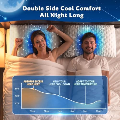 KUCEY Cooling Side Sleeper Pillow for Neck and Shoulder Pain, Luxury Shredded Memory Foam Cool Bed Pillows for Sleeping Set of 1- Adjustable Standard Size- Washable Cover Original White