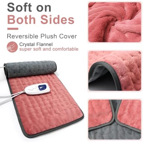 Heating Pad Electric Heat Pad, Hot Heated Pad,Multiple Temp and Timer Settings,Suitable for Shoulders, Neck, arms, Abdomen, Back, Legs, etc (Dusty Rose, 24"X12")