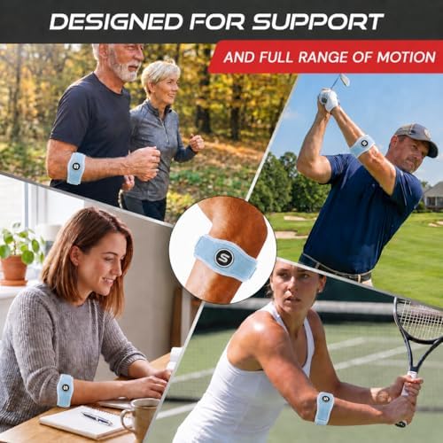 Sleeve Stars Tennis Elbow Brace for Men & Women, 9"-23" (Pair/Light Blue)