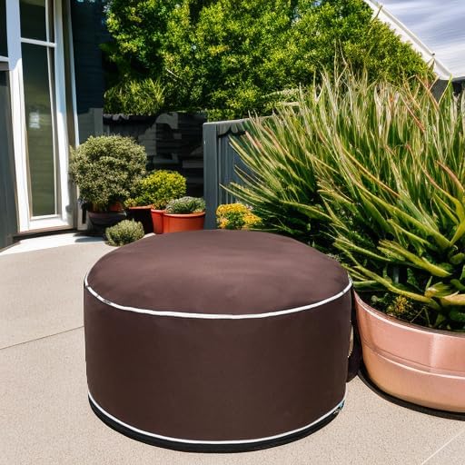 QILLOWAY Inflatable Outdoor Ottoman for Patio, Waterproof Round Pouf, Inflatable Foot Rest, Outdoor Footstool for Poolside, Garden，Camping,Coffee