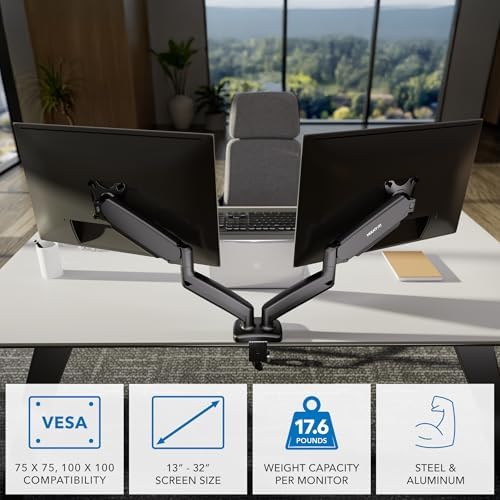 Mount-It! Dual Monitor Desk Mount, 13-32", 17.6 lbs Each