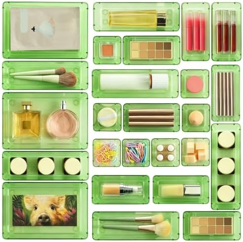 Vtopmart 25 Pack Plastic Drawer Organizers with Non-slip Rubber Pads