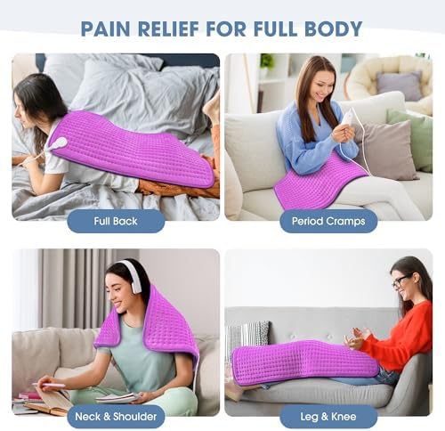 FluffyWarmth Electric Heating Pad for Back, Extra Large 17"x33", Ultra Soft