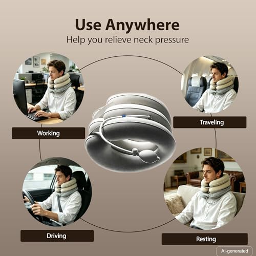 FSA or HSA Cervical Neck Stretcher - Inflatable Cervical Traction Device for Neck Pain Relief, Inflatable Neck Traction Device for Home and Office, Adjustable Neck Stretcher Neck Support Brace