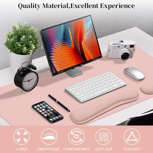 Desk Mat Set,3-in-1 Mouse Pad with Wrist Rest and Keyboard Pad