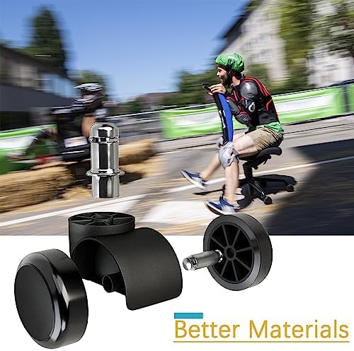 2" Office Chair Wheels Heavy Duty Replacement, Mute Rubber Rotating Desk Chair Caster Wheels, Computer Desk Chair Wheel Safe Mute Rotating Rubber Wheels for Wood Floors and Carpet, Universal Standard