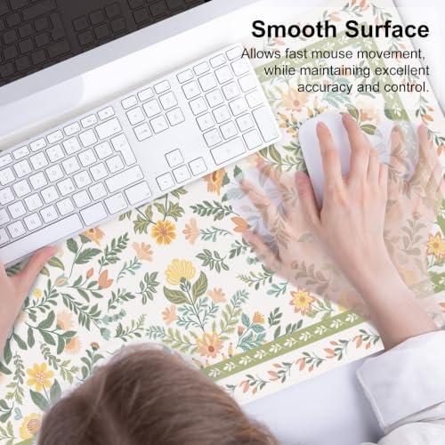 QIYI PU Leather Large Mouse Pad, Waterproof Desk Mat, 31.5" x 15.7", Garden