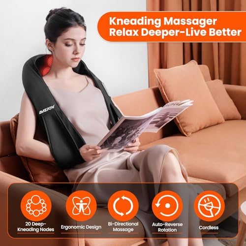 AMZPONY® Cordless Neck Massager for Pain Relief Deep Tissue