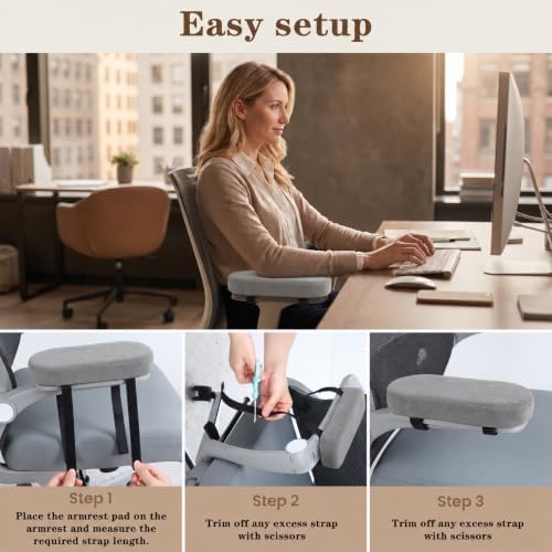 2 Pack Non-Slip Armrest Pads Ergonomic Thick Memory Foam Arm Pads