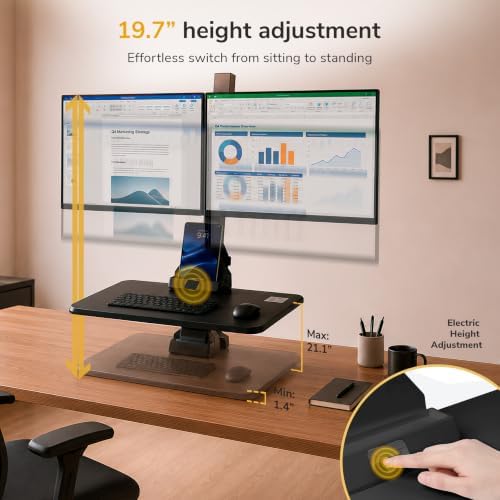 Mount-It! Dual Monitor Electric Standing Desk Converter, Sit-Stand Riser