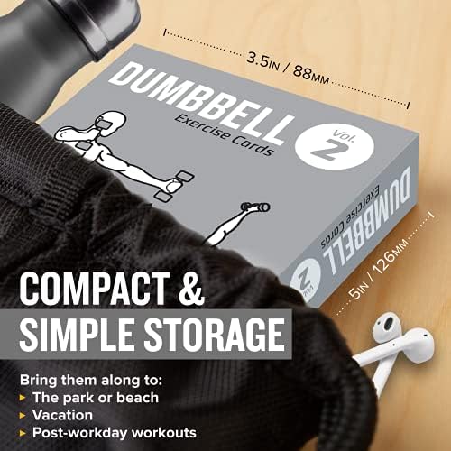 NewMe Fitness Dumbbell Workout Cards - 50 Exercise Cards for Home Training