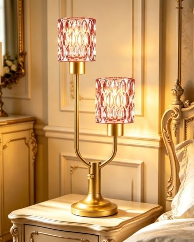 Lightdot Mid Century Modern Table LampVintage Lamp Red Glass Gift Dimmable