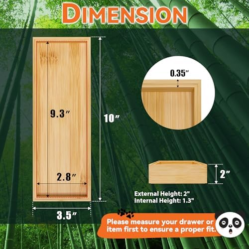 Lixple Bamboo Kitchen Drawer Organizer, 2 Pack, 10" x 3.5" x 2"