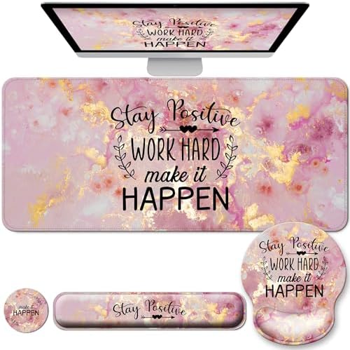 Desk Mat Set Keyboard and Mouse Pad with Wrist Rest Support