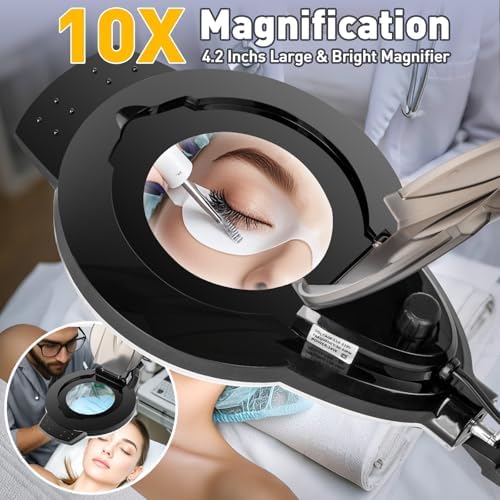 2200 Lumens Magnifying Floor Lamp, 2-in-1 Lighted Desk Magnifier