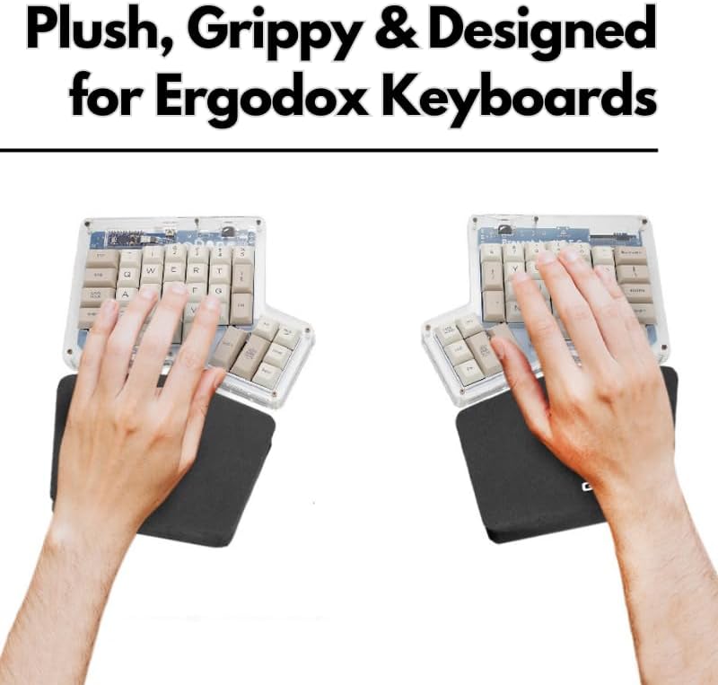 GRIFITI Fat Wrist Pad Ergodox 2 Piece Set 6.5" x 4.2" x 0.75" Mirror Wrists Rests Support Accessories for Gaming Computer Keyboard Sets - Hand Rest Ergonomic Keyboards Pads Palm Resting (Black Nylon)