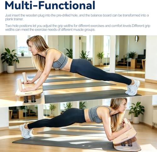 Wooden Balance Board & Wobble Board with Spring System,Adjustable Balance Board for Standing Desk,Stability Trainer for Physical Therapy,Core Strength,Posture Improvement & Home Office Use