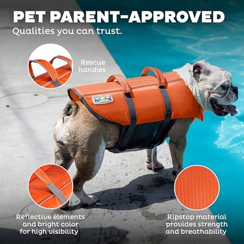 Outward Hound Granby Splash Dog Life Jacket, Life Vest, Orange, Large