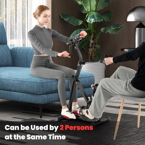 GYMAX Pedal Exercise Bike for Seniors, Hand Arm Leg and Knee Fitness Machine with Massage, LCD Monitor, Adjustable Height and Length for Total Body, Home Exercise Equipment for Elderly