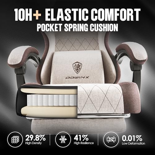 Dowinx Gaming Chair with Footrest, Ergonomic Desk Chair, Brown