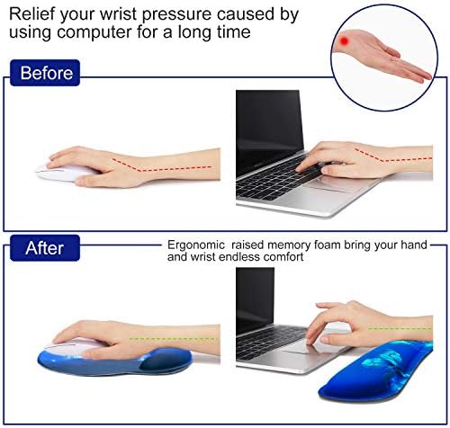 Mouse Pad Keyboard Wrist Rest, Gel Non Slip Rubber Wrist Support Rest Mouse Pad for Home Office, Computer, Laptop, Typist, Gamer, Soft Cushion Mousepad with Memory Foam Ergonomic, Blue Butterfly