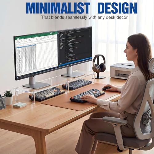 Novabright 40" Extra Long Acrylic Monitor Stand Dual Monitor Riser