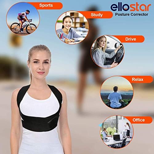 ellostar Back Brace Posture Corrector for Women and Men, Lumbar Shoulder and Back Straightener Posture Improvement Pain Relief (Large) Lower Chest 33 -39 Inch
