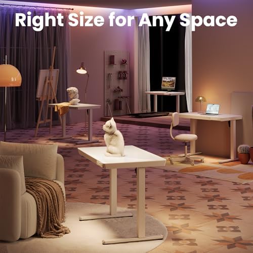 HUANUO Glass Standing Desk with Drawers, 40 X 24 Inch Electric Adjustable Height Desk, Quick Install One-Piece Tabletop with USB Charging Ports, White