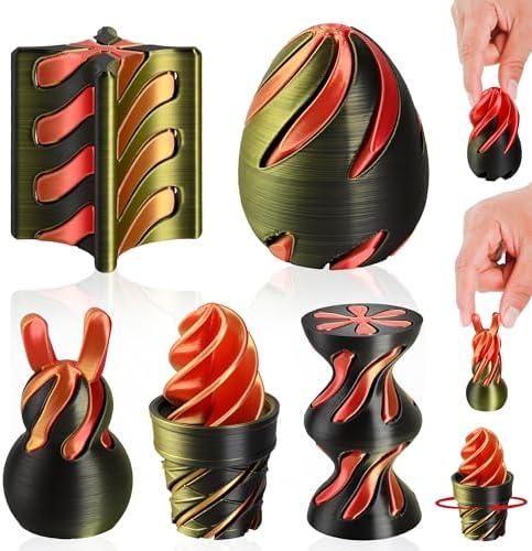 5 Pack Spinning Fidget Toys Golden Orange 3D Printed Desk Decor Set