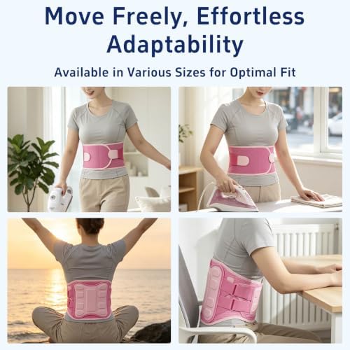 Back Brace for Men and Women Lower Back Support Belt Lumbar Pink XL