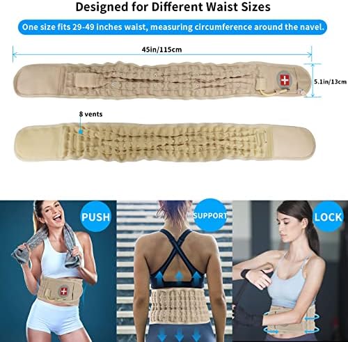 Decompression Back Belt, Inflatable Back Brace for Back Pain,Beige