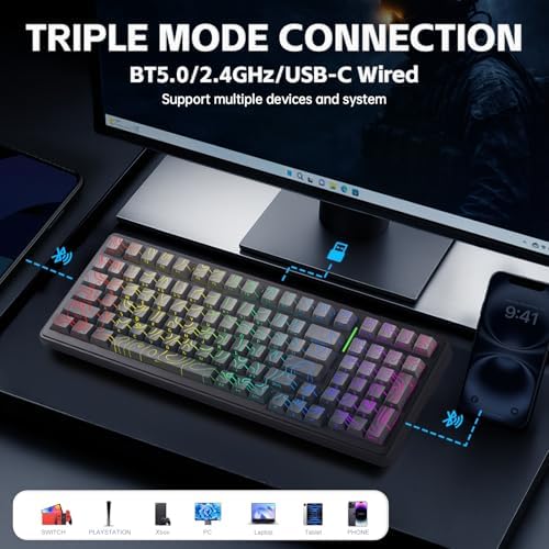 Aula F99 Keyboard Gaming,Wireless Mechanical Keyboards Creamy Sound