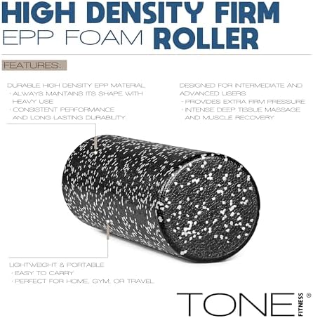 TONE Fitness Firm High-Density Foam Roller for Exercise, Massage & Recovery