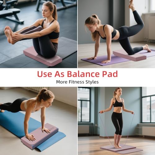 WEILA 1/2 Inch 70"x24" Foldable TPE Yoga Mat, Thick Non Slip Pilates Mat