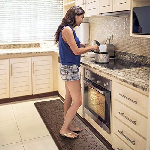 KMAT Kitchen Mat Cushioned Anti-Fatigue Waterproof Non-Slip Standing Mat Ergonomic Comfort Rug for Home,Office,Sink,Laundry,Desk 17.3" (W) x 60"(L),Brown (Pack of 2)