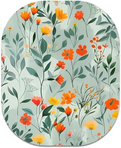 Small Mouse Pad, 6 x 7 Inch, Oval Mini Mouse Pad with Non-Slip Rubber Base for Laptop Wireless Mouse Keyboard Tray Mousepad, Colorful Flowers and Plants